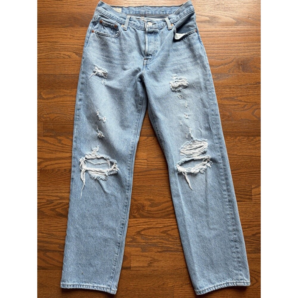 Levi’s 501 Straight Leg Button Fly Womens Denim Jeans Sz 25 X 30 Blue